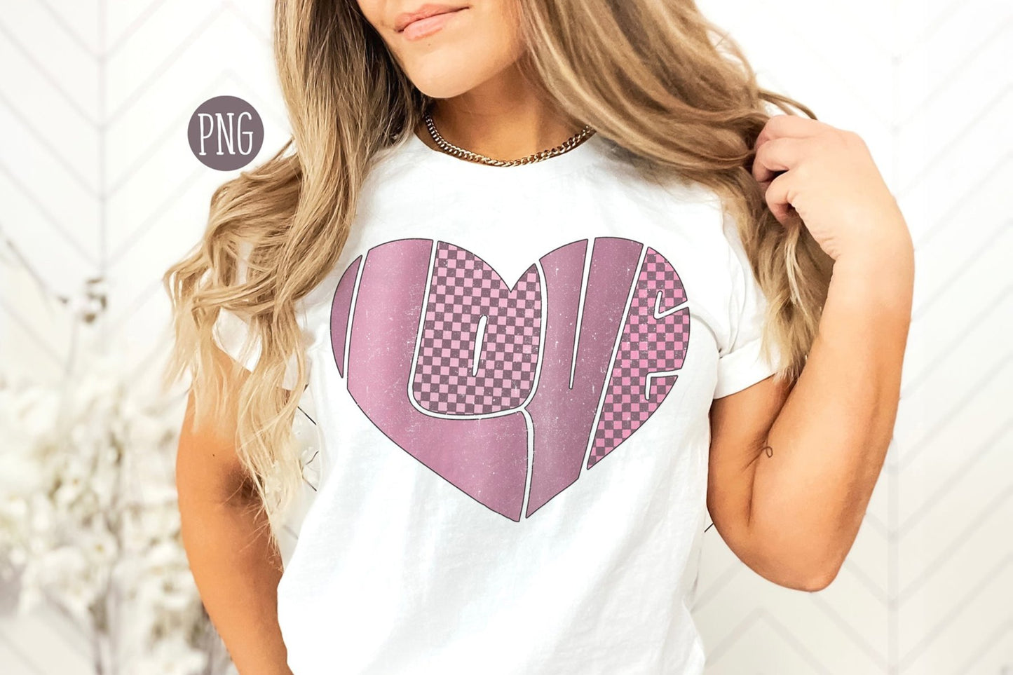 Retro Groovy Typography Love Heart PNG Designs for T-Shirts - Sublimation & DTF Printing