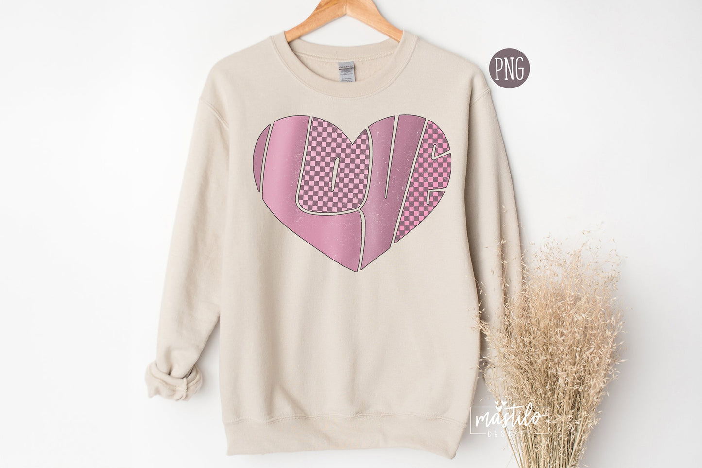 Retro Groovy Typography Love Heart PNG Designs for T-Shirts - Sublimation & DTF Printing