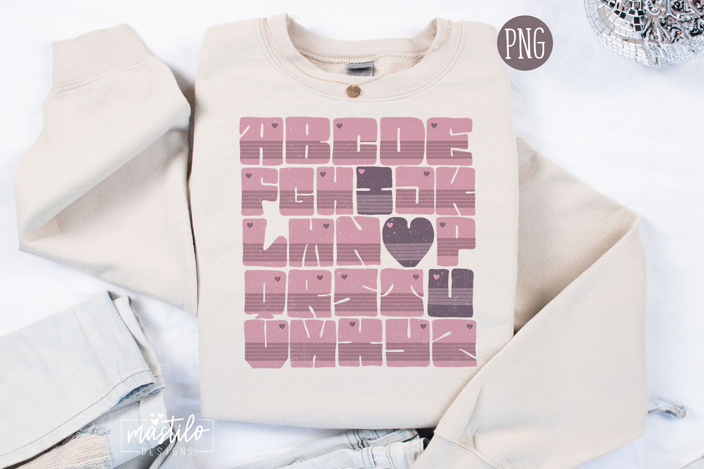 Retro I Love You Design | PNG for DTF Printing & Valentine's T-Shirt Sublimations | 70s Typography Png