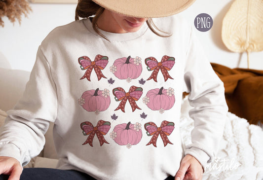 Coquette bows Fall Sublimation Designs, Pumpkin Season Png, Autumn PNG