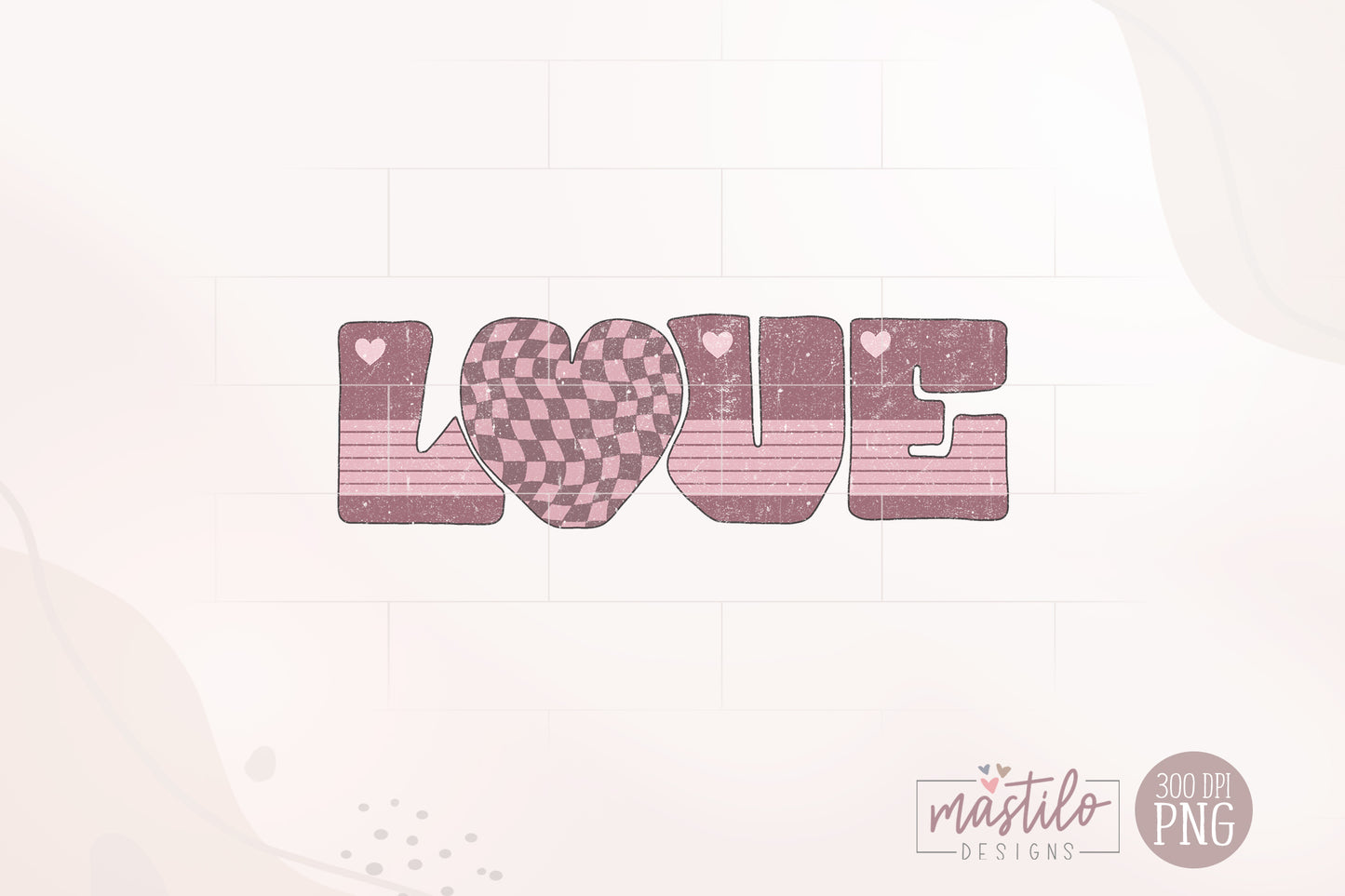 Valentine's Day Sublimation PNG Design | Love & Vintage Checkered T-Shirt Graphic