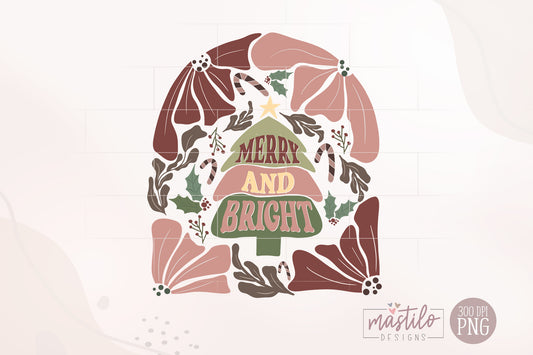 Boho Flowers Christmas Png design, Boho Floral Christmas Png, Trendy Christmas Png Design