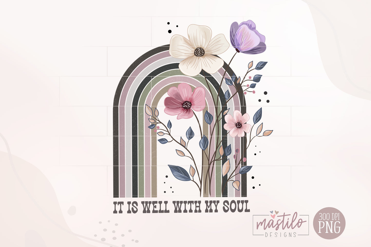 It is Well With My Soul PNG, Christian Floral, Digital File, Bible Verse File, Art Download PNGs