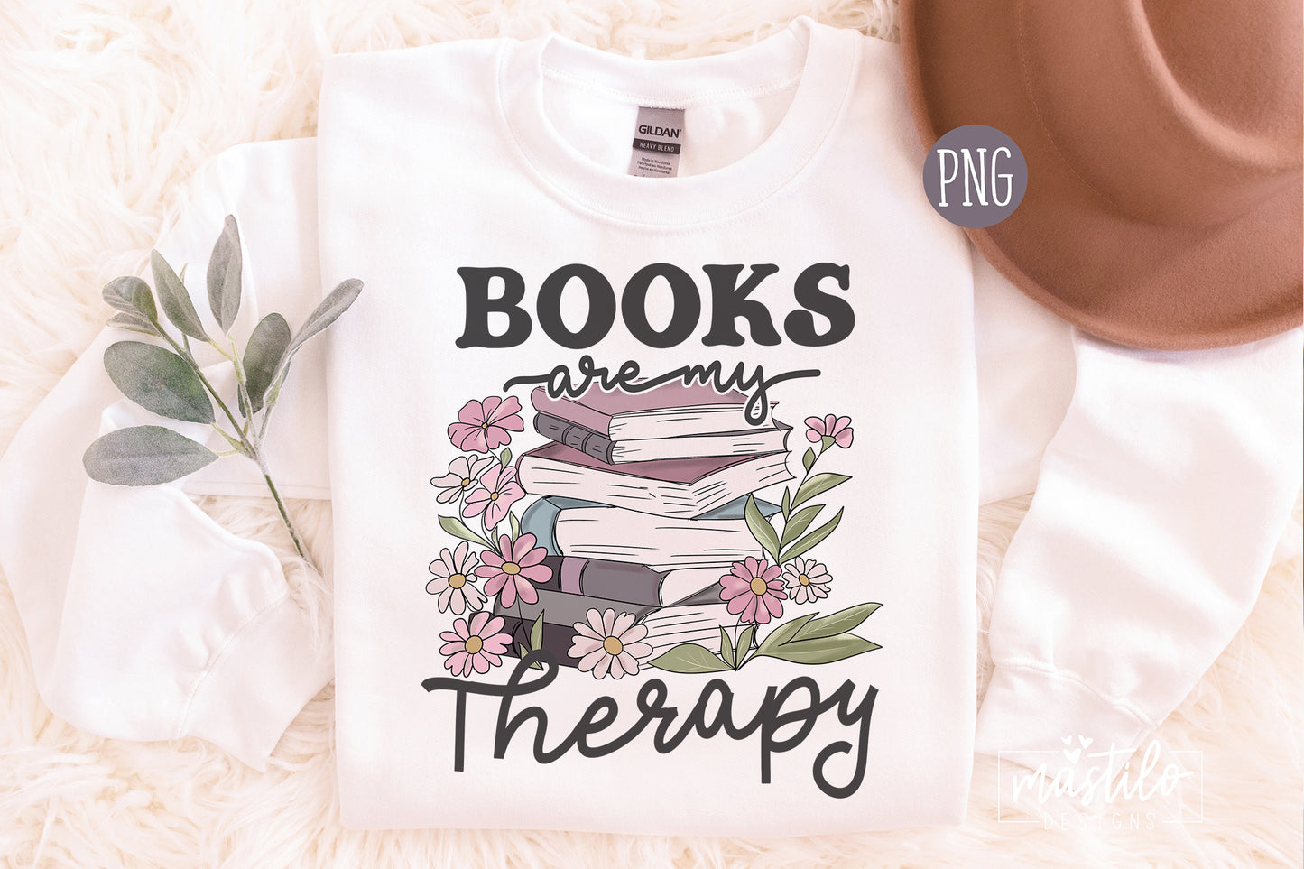 Books Are My Therapy Png, Book Lover Png, Bookish Png, Book Pile Sublimation Download