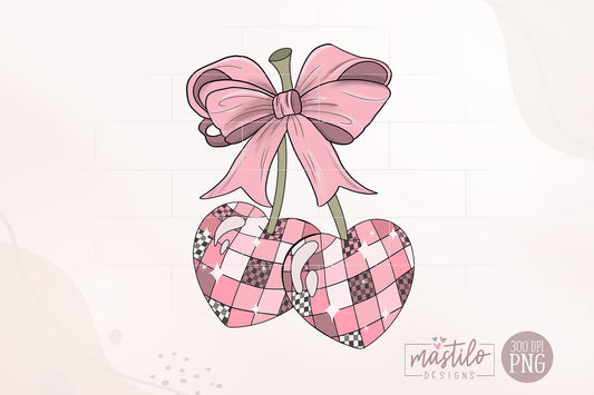 Coquette Valentine's Day PNG, Trendy Cherries Designs, Retro Png, Groovy Png