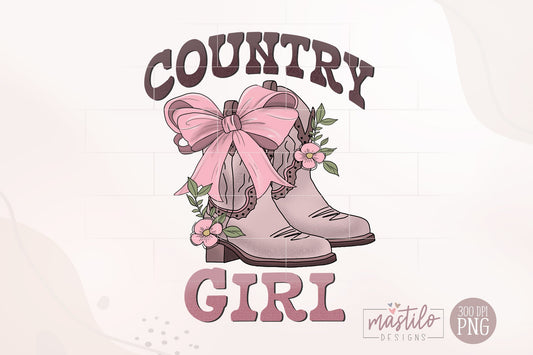 Country Girl Png, Western Cowgirl Boots png, Coquette png, Pink Bow, Aesthetic Png