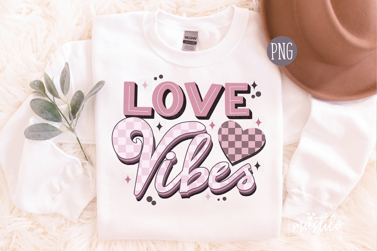 Love Vibes Retro Valentine's Day PNG Sublimation Design, Valentines Png Designs