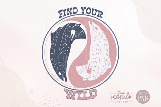 Find Your Wild Fisherman Aesthetic, Fish PNG, Coastal Artwork, Coastal Vibes, Trendy Fish Png