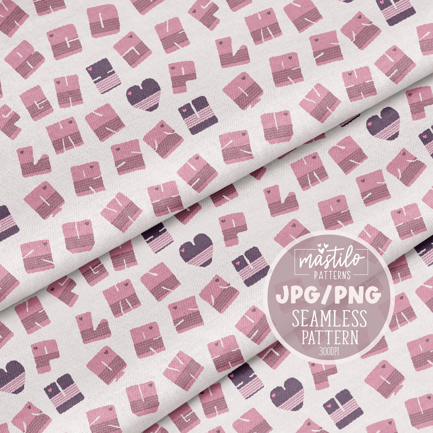 Seamless Valentine's Pattern with Retro Typography - 'I Love You' in Pink & Plum