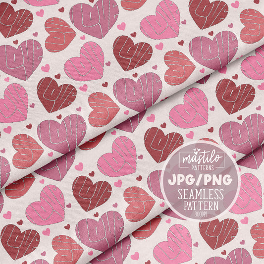 Groovy Love Valentine's Day Seamless Pattern | 70s Retro Hearts Art for Fabric & Sublimation | Love Typography art seamless design