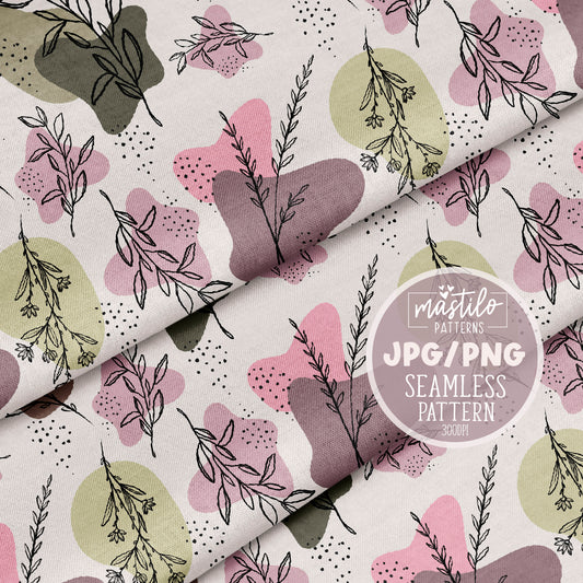 Abstract Boho Botanical Seamless Pattern Design, Boho Fabric Pattern Design