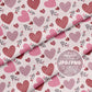 Boho Floral Hand-Drawn Valentine's Day Seamless Pattern - Pink Hearts for Sublimation & Fabric