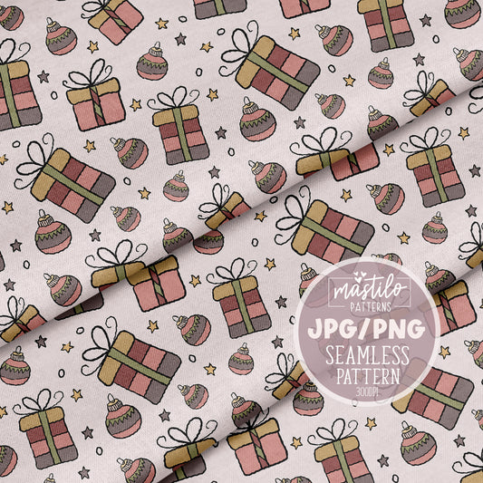 Christmas Gifts Seamless Pattern, Christmas Gifts, Ornaments, Seamless Pattern, Christmas Seamless Pattern for fabric