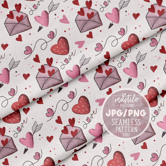 Valentine's Day Seamless Fabric Pattern, Tumbler Wraps PNG, Valentine's Seamless Design for Fabric