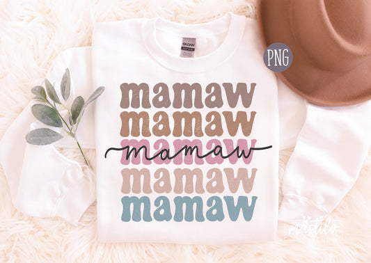 Mamaw Boho Distressed Stacked png, Sublimation designs, Mamaw Sublimation PNG