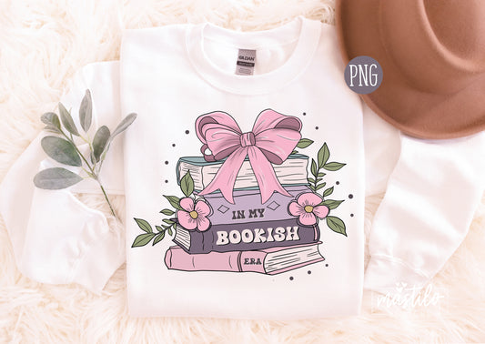 In My Bookish Era, Coquette Png, Trendy Books png, Pink Books, Book Lover Png