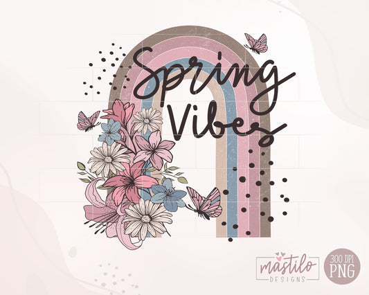 Spring Vibes Boho Floral PNG