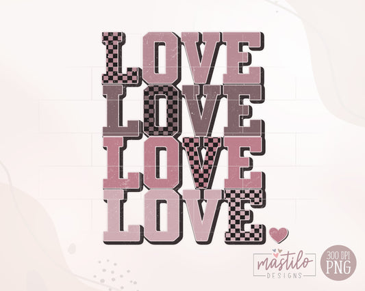 Retro Stacked Love PNG, Valentines Png Designs, Retro Png