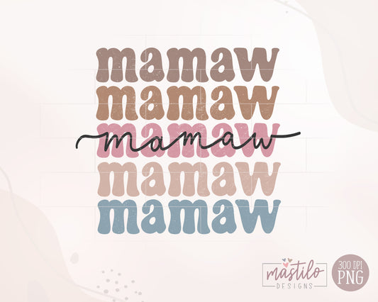 Mamaw Boho Distressed Stacked png, Sublimation designs, Mamaw Sublimation PNG