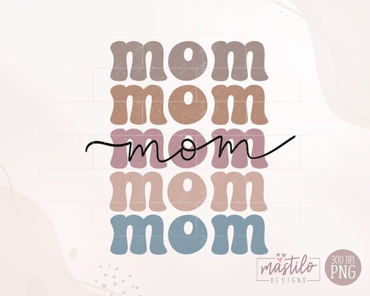 Mom Boho Distressed Stacked png, Sublimation designs, Mom Sublimation PNG