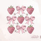 Strawberry Bow Png, Coquette png, Pink Bow, Aesthetic Png, Ribbon, Girlie Png