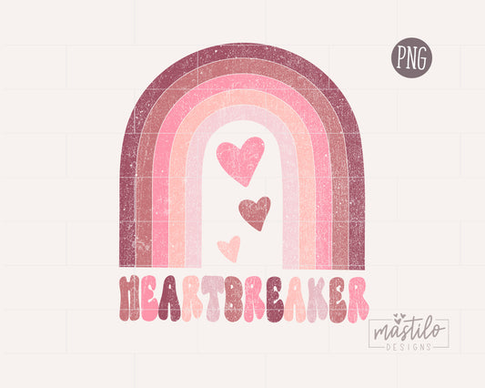 Heartbreaker Png, Retro Valentine Png, Retro Rainbow Png