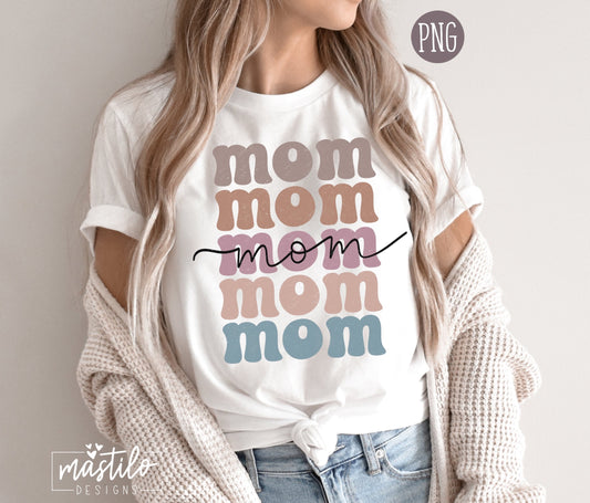 Mom Boho Distressed Stacked png, Sublimation designs, Mom Sublimation PNG