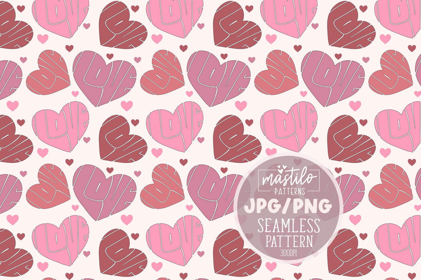 Groovy Love Valentine's Day Seamless Pattern | 70s Retro Hearts Art for Fabric & Sublimation | Love Typography art seamless design