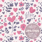 Whimsical Valentine's Day Seamless Digital Pattern with cute hearts and flowers