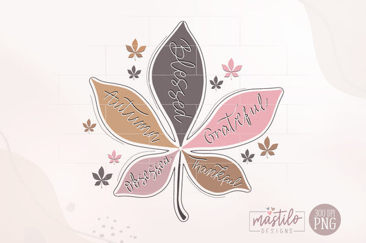 Fall Sublimation Designs, Thankful Grateful Blessed Autumn Obsessed Png