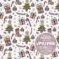 Christmas Seamless Pattern, Christmas Ornaments Seamless Pattern, Boho Sublimations