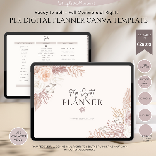 PLR Digital Planner Template Canva, PLR Digital Planner || Commercial Use