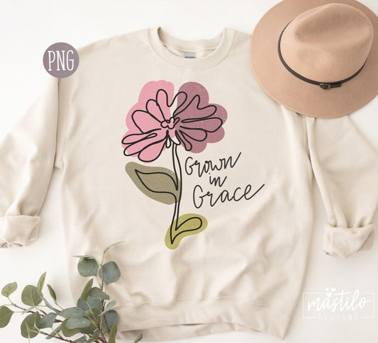 Grown In Grace PNG, Bible Verse Png, Christian Shirt Designs