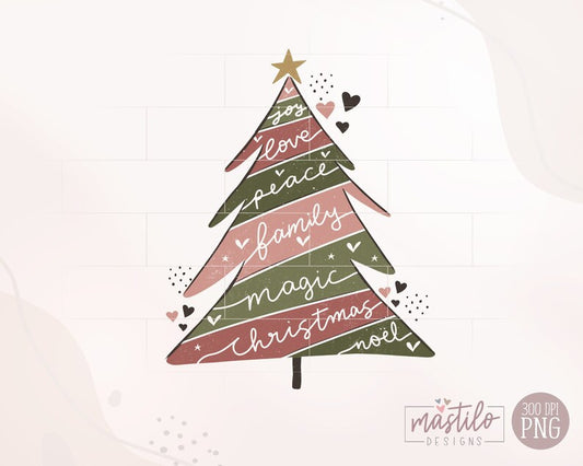 Christmas Tree Png, Boho Christmas, Christmas Sublimation Designs