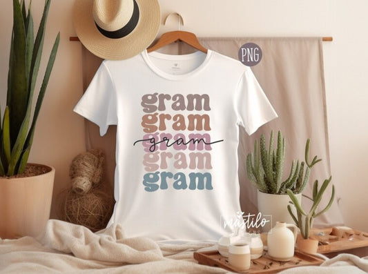 Gram Boho Distressed Stacked png, Sublimation designs