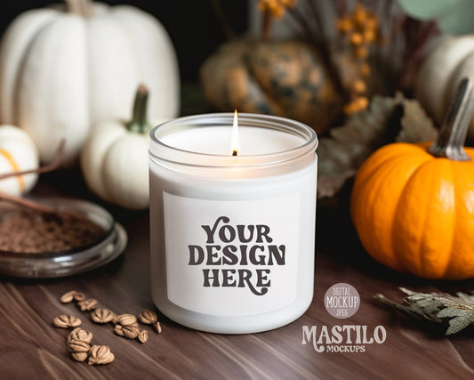 Fall Candle Mockup, Autumn Mockup, 9 OZ Jar Candle Mockup, Fall Mockup