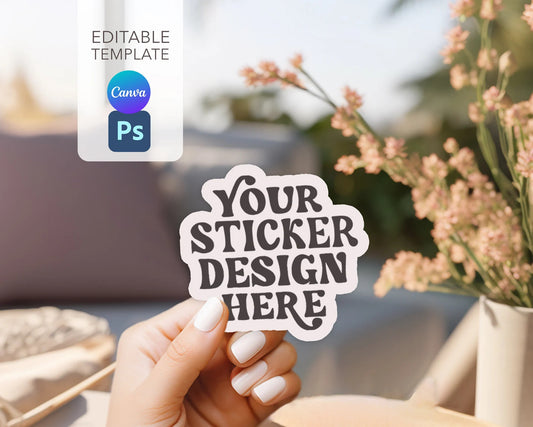 Cute Sticker Mockup, Sticker Mockup Canva, Photoshop Sticker Mockup