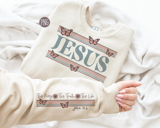 Jesus Png, Sleeve shirt design Png, Retro Jesus Png, God Sublimation Designs