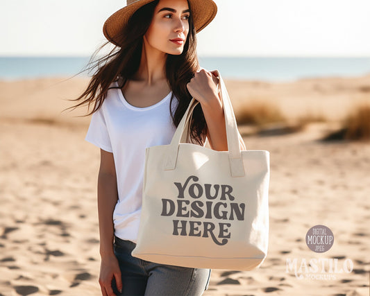 Canvas Tote Bag Mockup, Tote Bag Mockup, Summer Tote Bag Aesthetic