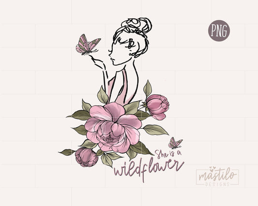 She Is a Wildflower Digital Download PNG