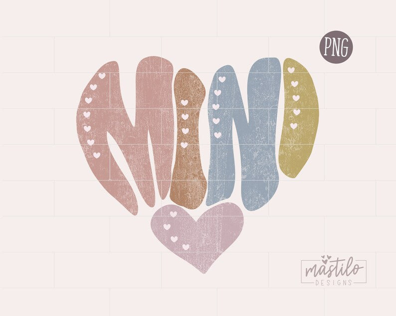 Heart Mini Png, Mini Sublimation PNG, Boho png designs