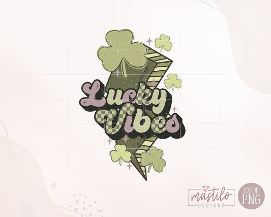 Lucky Vibes Retro PNG, St Patrick's Png, Groovy Png, St Patrick's Sublimation