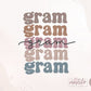 Gram Boho Distressed Stacked png, Sublimation designs