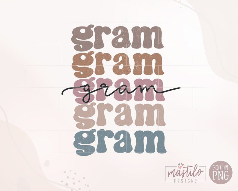 Gram Boho Distressed Stacked png, Sublimation designs