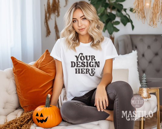 Halloween Model Mockup, Halloween White Shirt Mockup