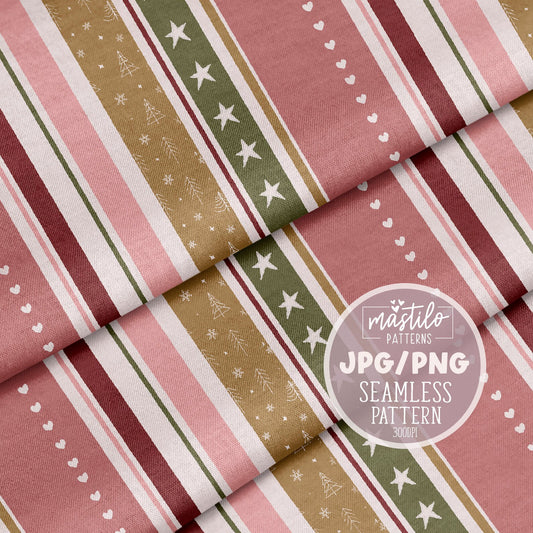 Christmas Seamless Pattern, Christmas Stripes Seamless Pattern