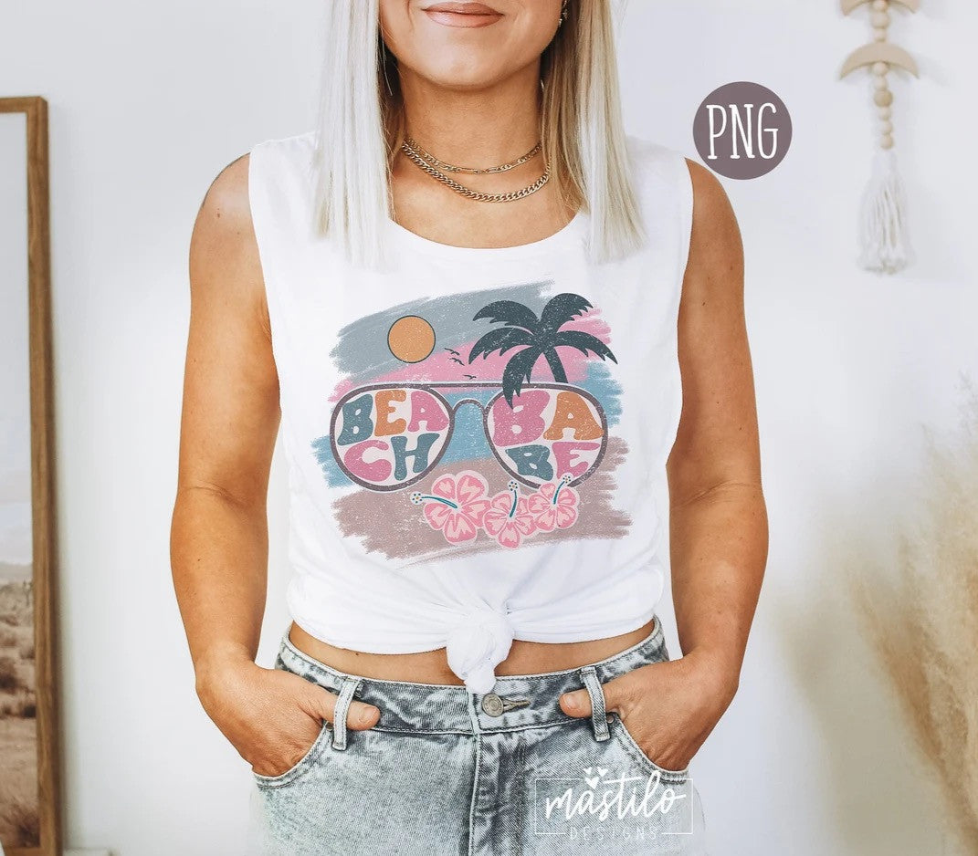 Beach Babe Retro Png, Retro Beach png, Summer Sublimation downloads