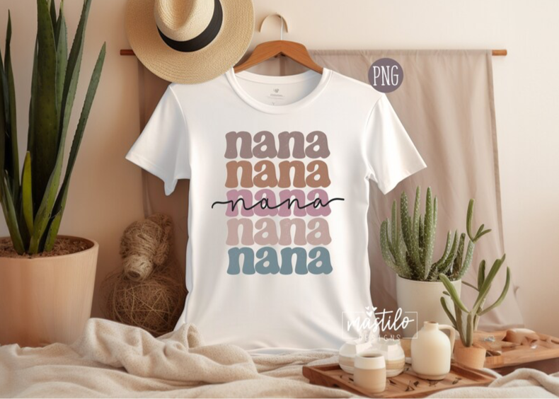 Nana Boho Distressed Stacked png, Sublimation designs