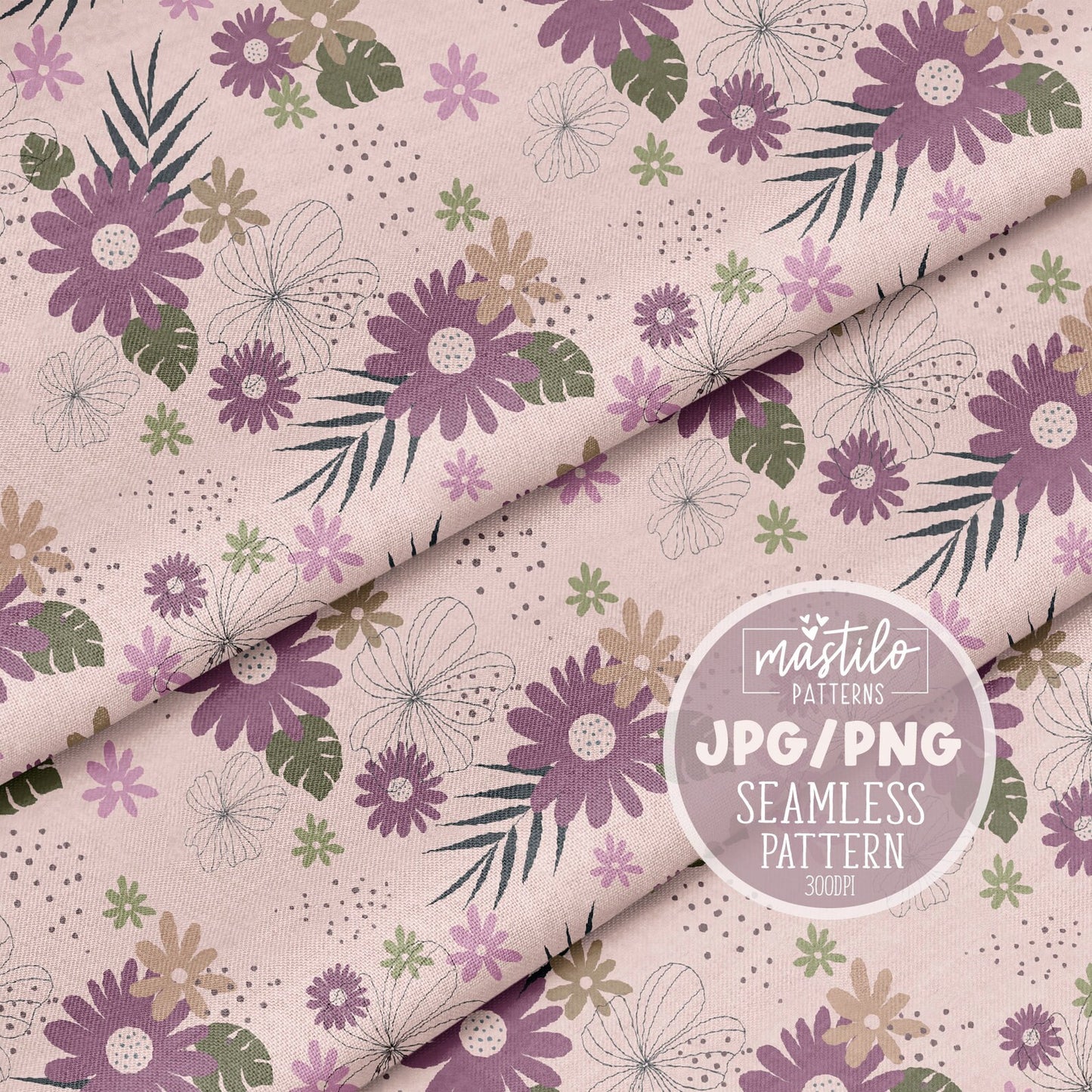 Summer Flowers Sublimation Seamless Pattern, Floral Fabric Pattern Design