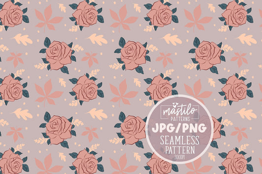 Fall Floral Seamless Pattern, Fall Vibes Sublimation Pattern, Pumpkin Seamless